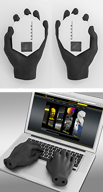 毫米波 筆記本電腦雙手模型